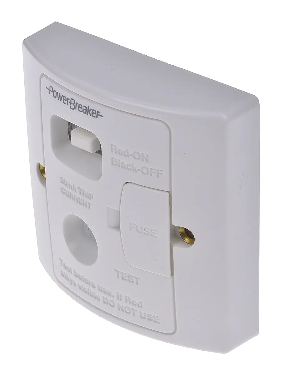 Powerbreaker Gesicherte Abzweigdose 1 Ausbrüche Geschaltet IP40 20 ms 30 mA 25 mm min. Passiv 230 V ac 13 A