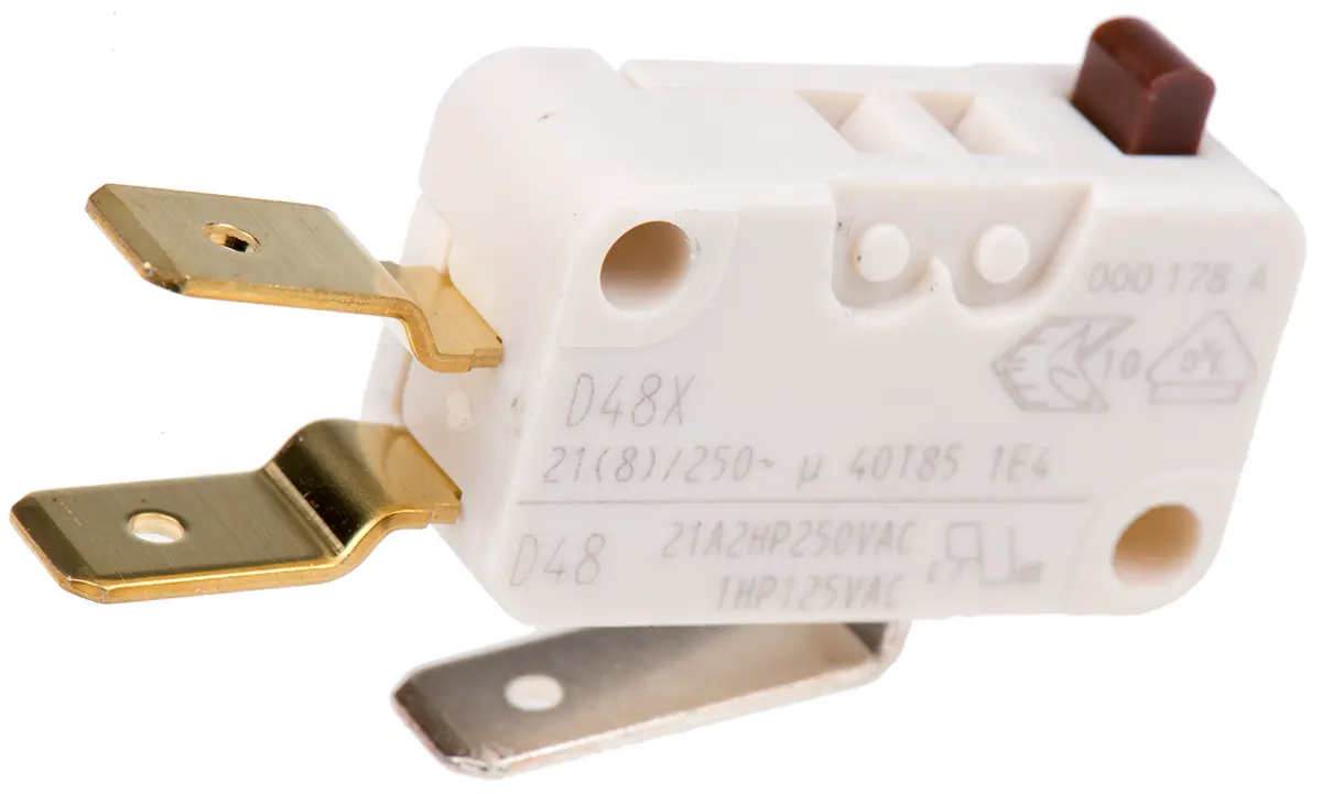 Produktfoto 1 von ZF Mikroschalter Knopf-Betätiger Flachstecker, 21 A @ 250 V ac, SPDT 1,47 N -40°C - +85°C