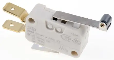 ZF Mikroschalter Rollenhebel-Betätiger Flachstecker, 21 A @ 250 V ac, SPDT 0,74 N -40°C - +85°C