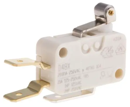 ZF Mikroschalter Kurzer Rollenhebel-Betätiger Flachstecker, 21 A @ 250 V ac, SPDT 1,77 N -40°C - +85°C
