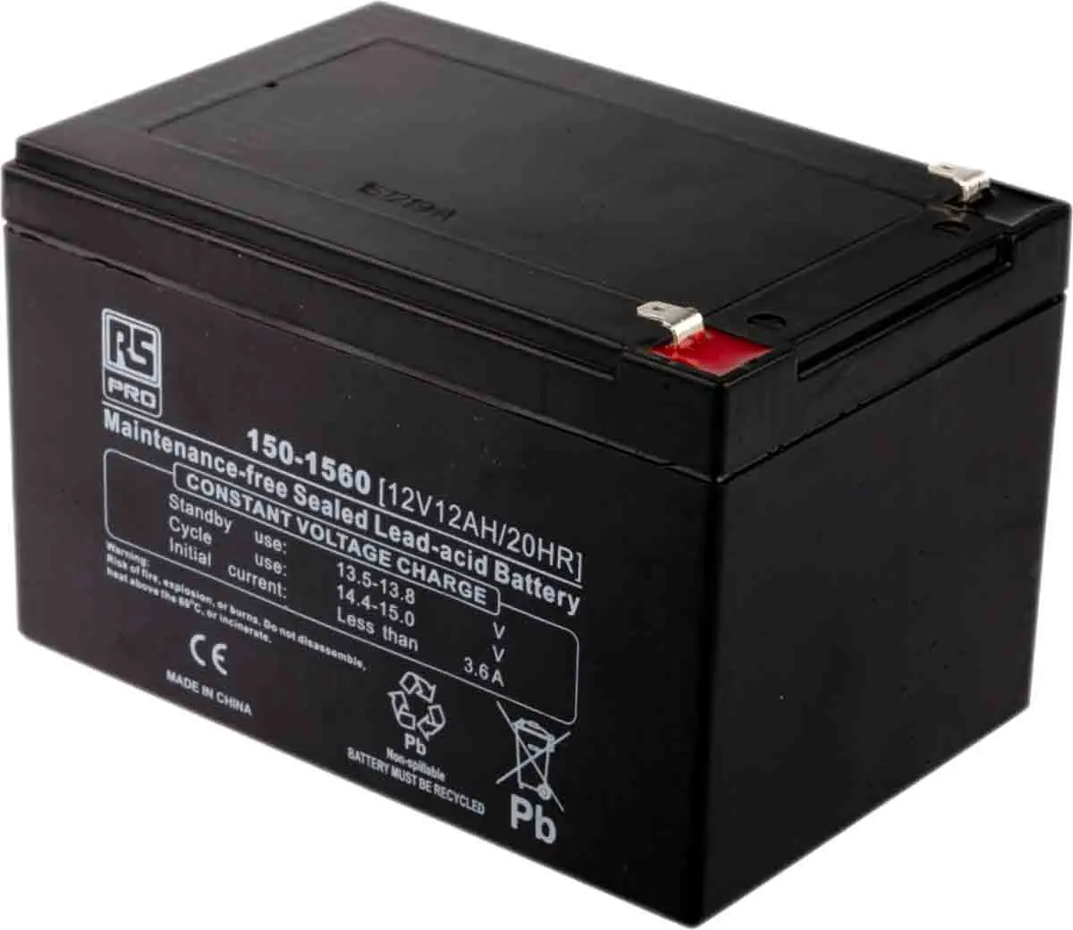 Produktfoto 1 von RS PRO RS PRO Abgedichteter Bleiakku, 12V / 12Ah, T1-Anschluss, 151 x 98 x 95mm