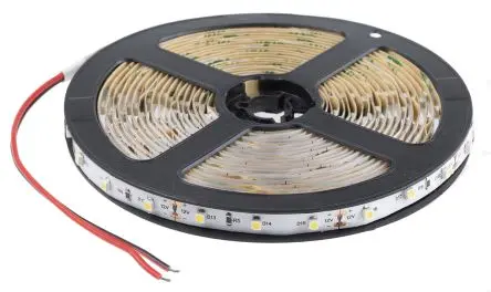 Produktfoto 1 von RS PRO LS LED-Streifen 4500k, Neutralweiß, 5 m x 8 mm 12V 60LEDs/M, 450 lm/m IP20 4.8 W/M