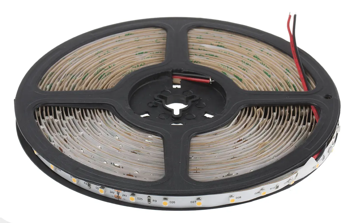 RS PRO LS LED-Streifen 3200k, Weiß, 10 m x 8 mm 24 V 60LEDs/M, 400 lm/m IP20 4.8 W/M