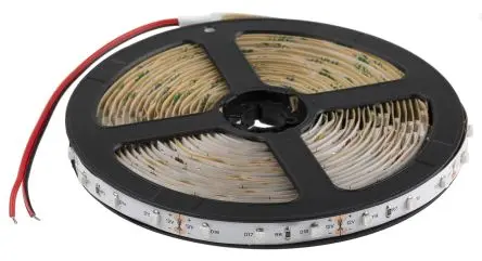 Produktfoto 1 von RS PRO LS LED-Streifen, Gelb, 5 m x 8 mm 12V 60LEDs/M, 150 lm/m IP20 4.8 W/M