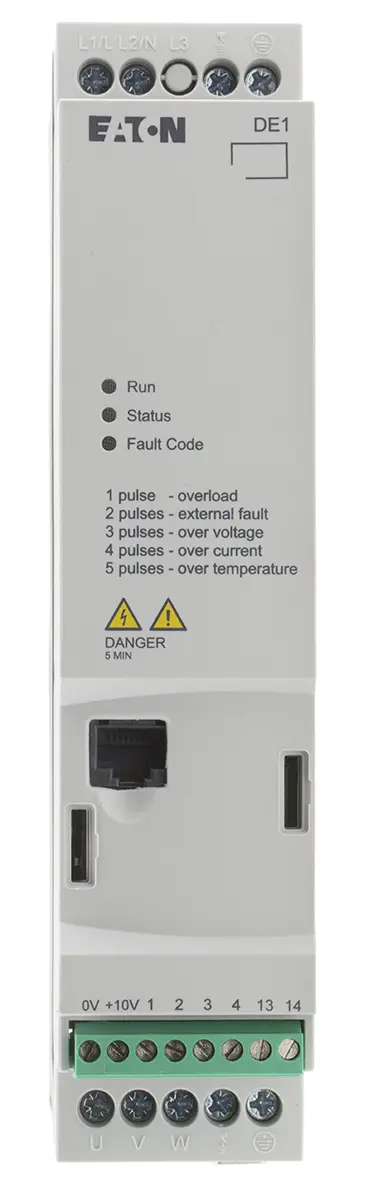 Produktfoto 1 von Eaton DE11 1-Phasen Anlasser mit variabler Drehzahl 230 V ac 0.37 kW 2.3 A