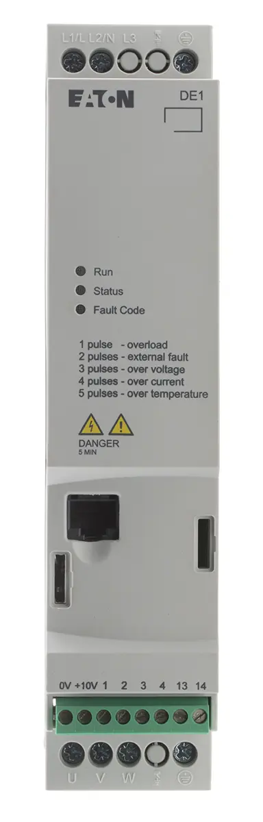 Produktfoto 1 von Eaton DE11 1-Phasen Anlasser mit variabler Drehzahl 230 V ac 0.25 kW 1.4 A