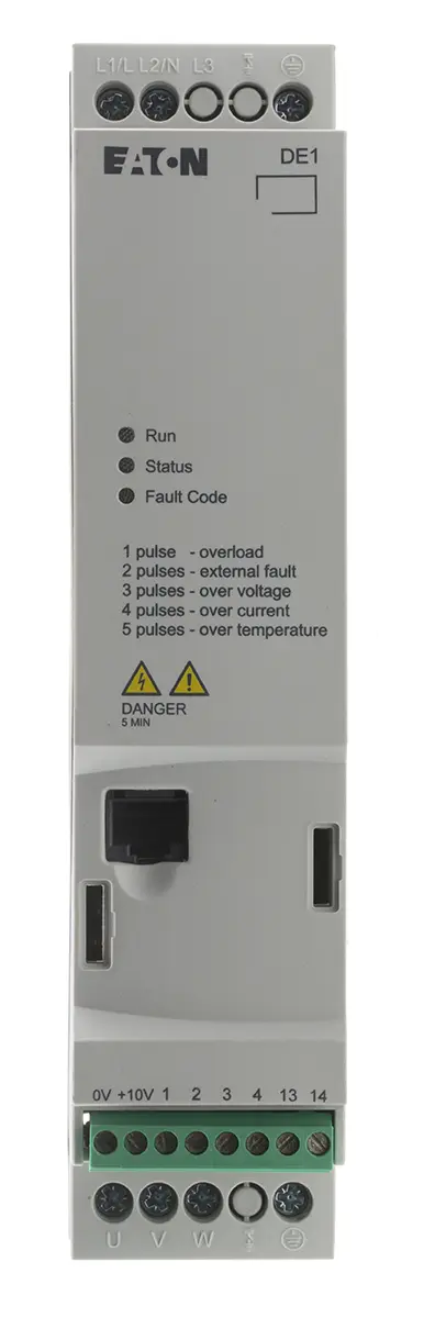 Produktfoto 1 von Eaton DE11 1-Phasen Anlasser mit variabler Drehzahl 230 V ac 0.37 kW 2.3 A
