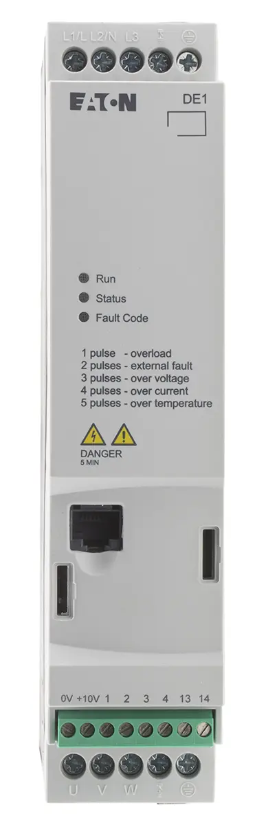 Produktfoto 1 von Eaton DE11 3-Phasen Anlasser mit variabler Drehzahl 480 V ac 0.37 kW 1.3 A