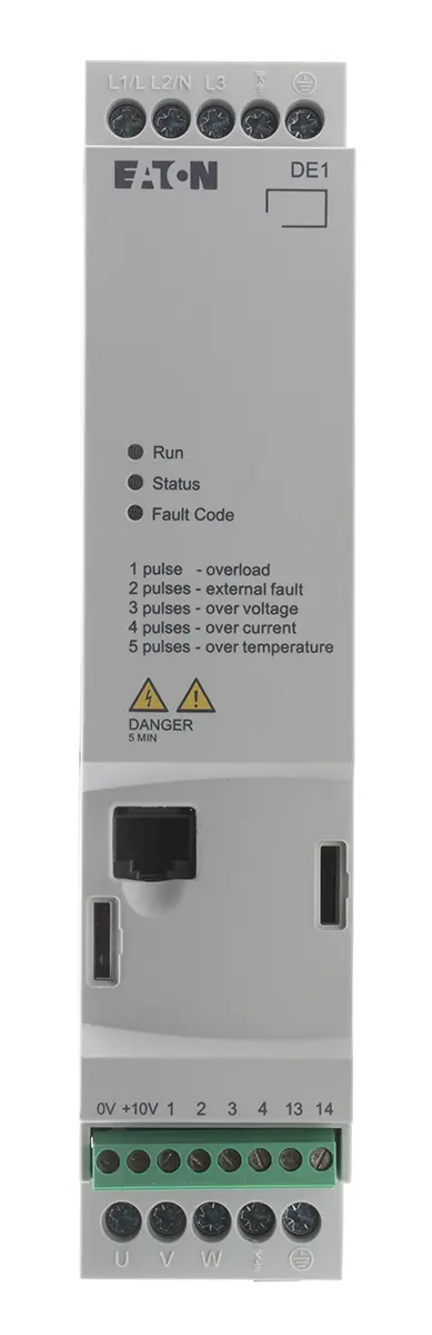 Produktfoto 1 von Eaton PowerXL DE11 3-Phasen Anlasser mit variabler Drehzahl 480 V ac 1.5 kW 1.3 A