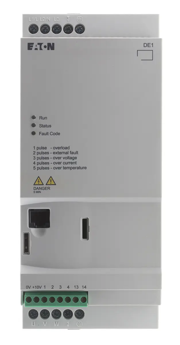 Produktfoto 1 von Eaton DE11 3-Phasen Anlasser mit variabler Drehzahl 480 V ac 2.2 kW 5 A