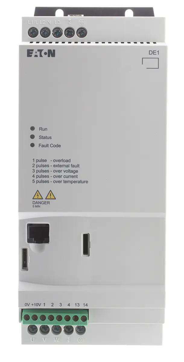 Produktfoto 1 von Eaton PowerXL DE11 3-Phasen Anlasser mit variabler Drehzahl 480 V ac 3 kW 6.6 A