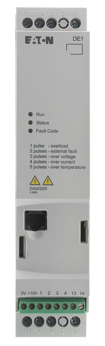 Produktfoto 1 von Eaton DE11 3-Phasen Anlasser mit variabler Drehzahl 480 V ac 0.37 kW 1.3 A