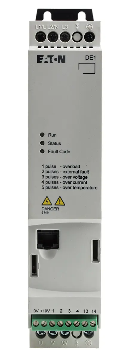 Produktfoto 1 von Eaton DE11 3-Phasen Anlasser mit variabler Drehzahl 480 V ac 1.5 kW 3.6 A