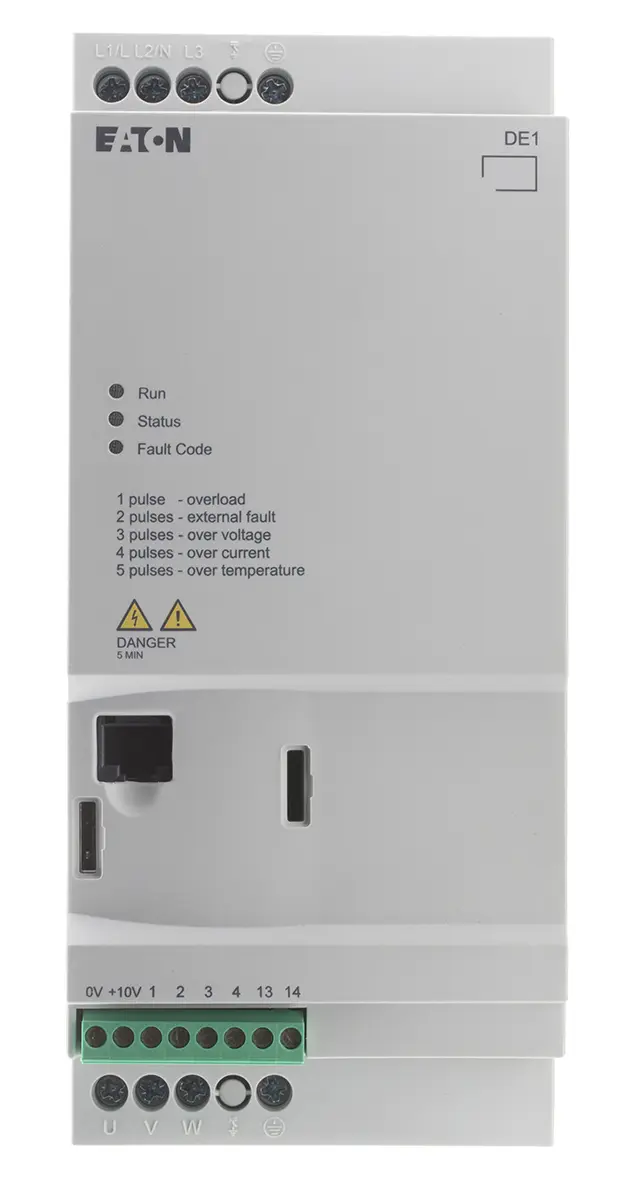 Produktfoto 1 von Eaton DE11 3-Phasen Anlasser mit variabler Drehzahl 480 V ac 3 kW 6.6 A