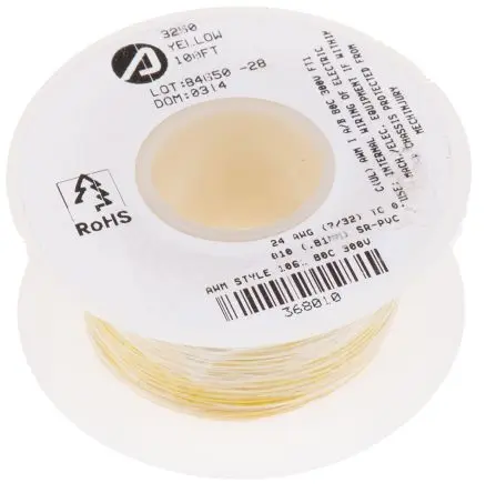 Produktfoto 1 von Alpha Wire Hookup Wire PVC Schaltdraht, 24 AWG 30 m Gelb Ø 1.15 mm 7 Litzen