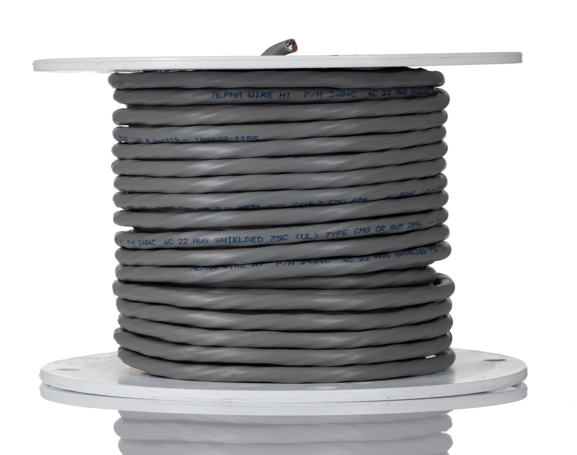 Produktfoto 1 von Alpha Wire Alpha Essentials Communication & Control Steuerkabel, 4-adrig 0.35 mm² 22 AWG Grau Geschirmt, 30 m,