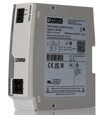Produktfoto 1 von Phoenix Contact TRIO2-DIODE/12-24DC/2X10/1X20 DIN-Schienen Diodenmodul für Paralleler Anschluss zweier Netzteileinheiten