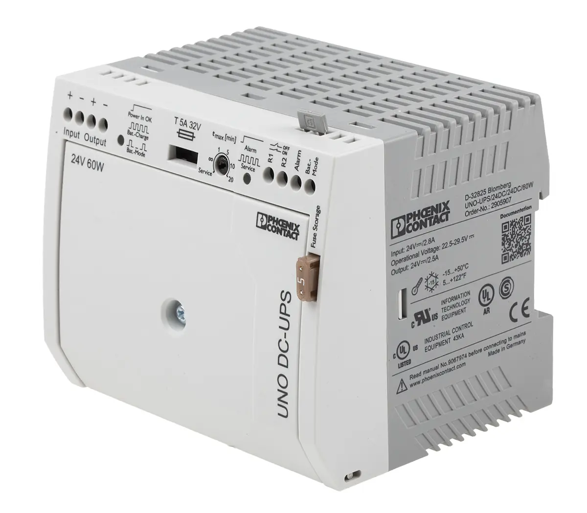 Produktfoto 1 von Phoenix Contact UNO-UPS 2-Kanal DIN-Schienen USV Stromversorgung 60W, 24V dc / 2.8A
