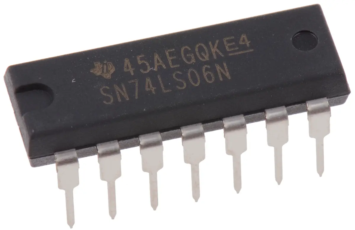 Produktfoto 1 von Texas Instruments Frequenzumrichter, Invertierender Puffer TTL, Open-Collector 6 14-Pin 20 ns, PDIP