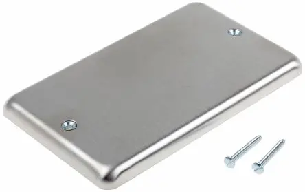 Produktfoto 1 von MK Electric Blindplatte Weiß Edelstahl 2 Ausbrüche B. 86mm