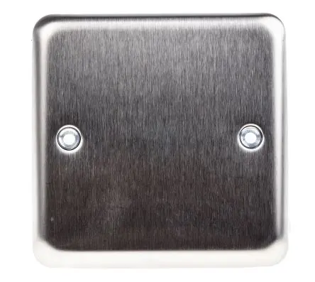 Produktfoto 1 von MK Electric Blindplatte Weiß Edelstahl 1 Ausbrüche H. 86 mm B. 86mm