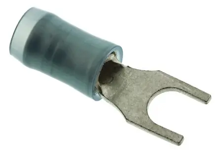 Produktfoto 1 von TE Connectivity PIDG Blau Isoliert Gabelkabelschuh B. 6.35mm, M4 Nylon 16 AWG 14 AWG
