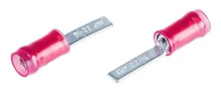 TE Connectivity PIDG Kabelschuh Flachstift, Isoliert 22 AWG, Rot, L. 12.4 mm 16 AWG, D. 0.79 mm
