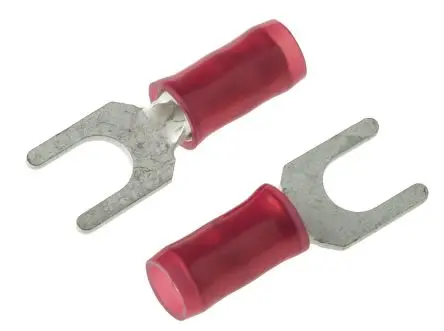 Produktfoto 1 von TE Connectivity PIDG Rot Isoliert Gabelkabelschuh B. 7.1mm, M4 Nylon 22 AWG 16 AWG