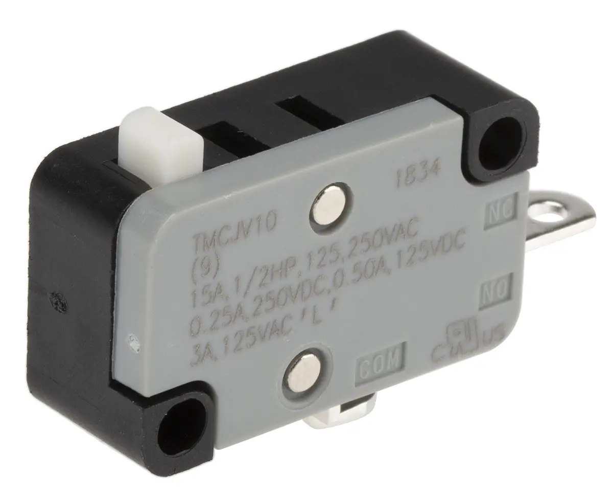 Produktfoto 1 von C & K Sprungkontakt-Mikroschalter Stift Stößel-Betätiger Lötanschluss, 1/2 A bei 125 V dc, 15 A bei 125/250 V ac, SPST