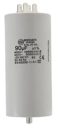 Ducati Energia 4.16.10 Klasse C Folienkondensator 450V ac 90 μF ±5 %, Mit Gewindebolzen