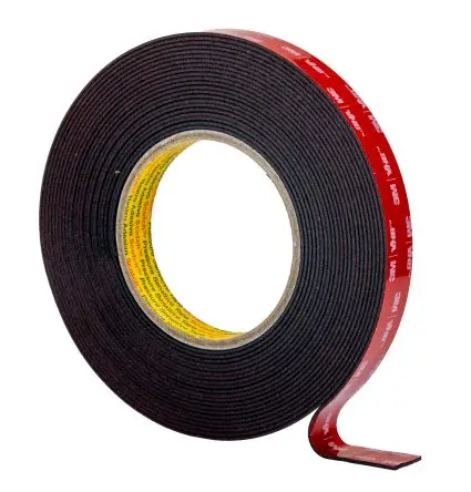 Produktfoto 1 von 3M 5962F VHB Acrylschaum Schaumstoff Klebeband doppelseitig, Schwarz, Stärke 1.6 mm, 19mm x 8 m, 52N/cm