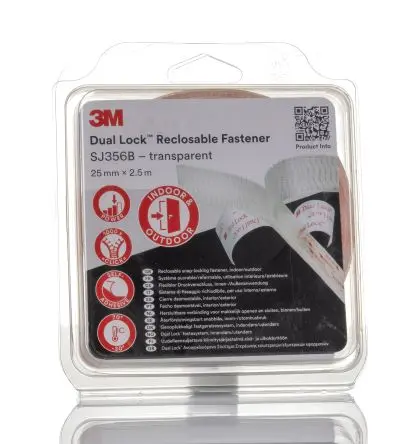 3M Klettband, 25mm x 2.5 m, Klar