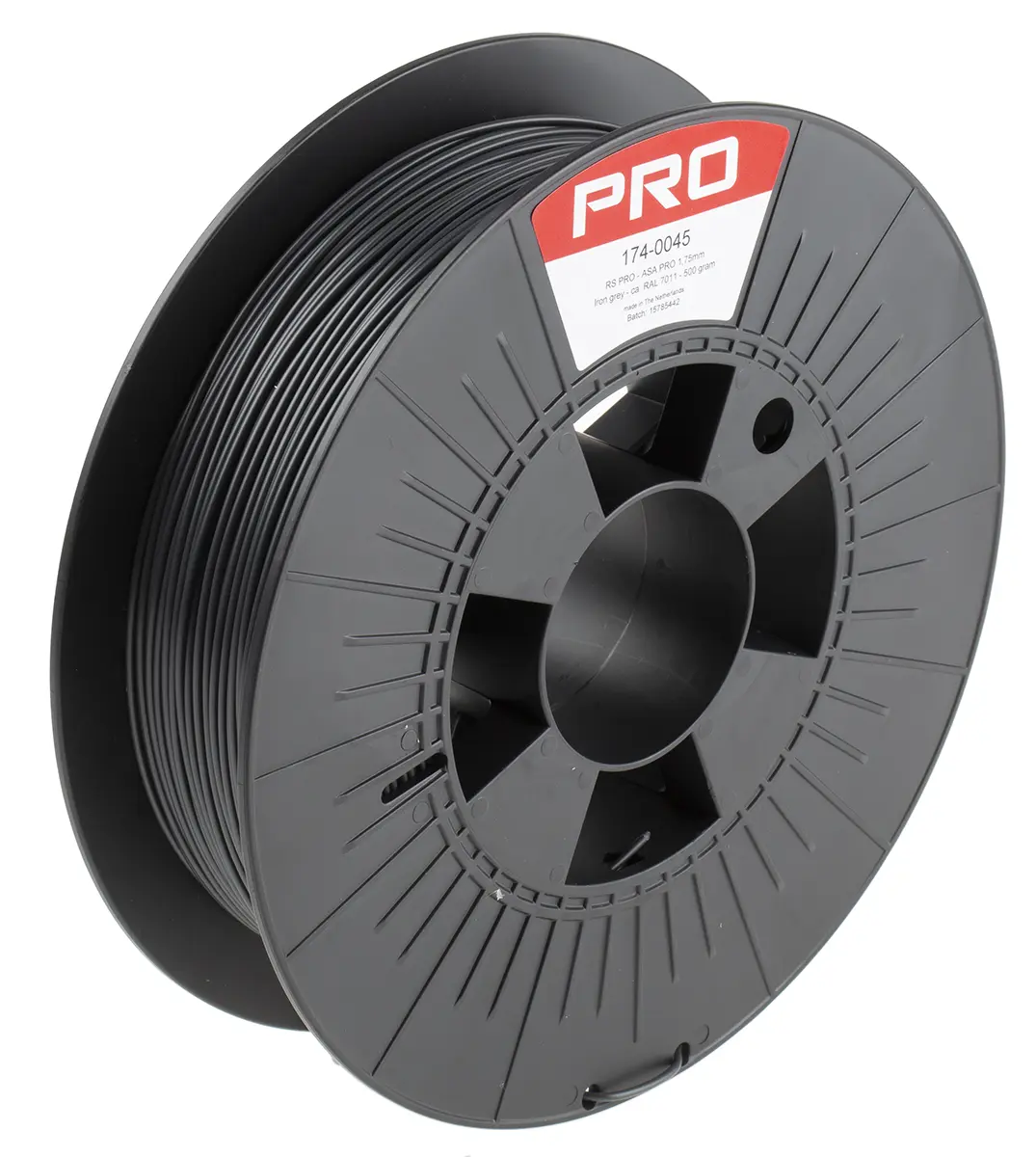 Produktfoto 1 von RS PRO ASA 3D-Drucker Filament zur Verwendung mit Gängige Desktop-3D-Drucker, Grau, 1.75 mm, Fused Deposition Modelling