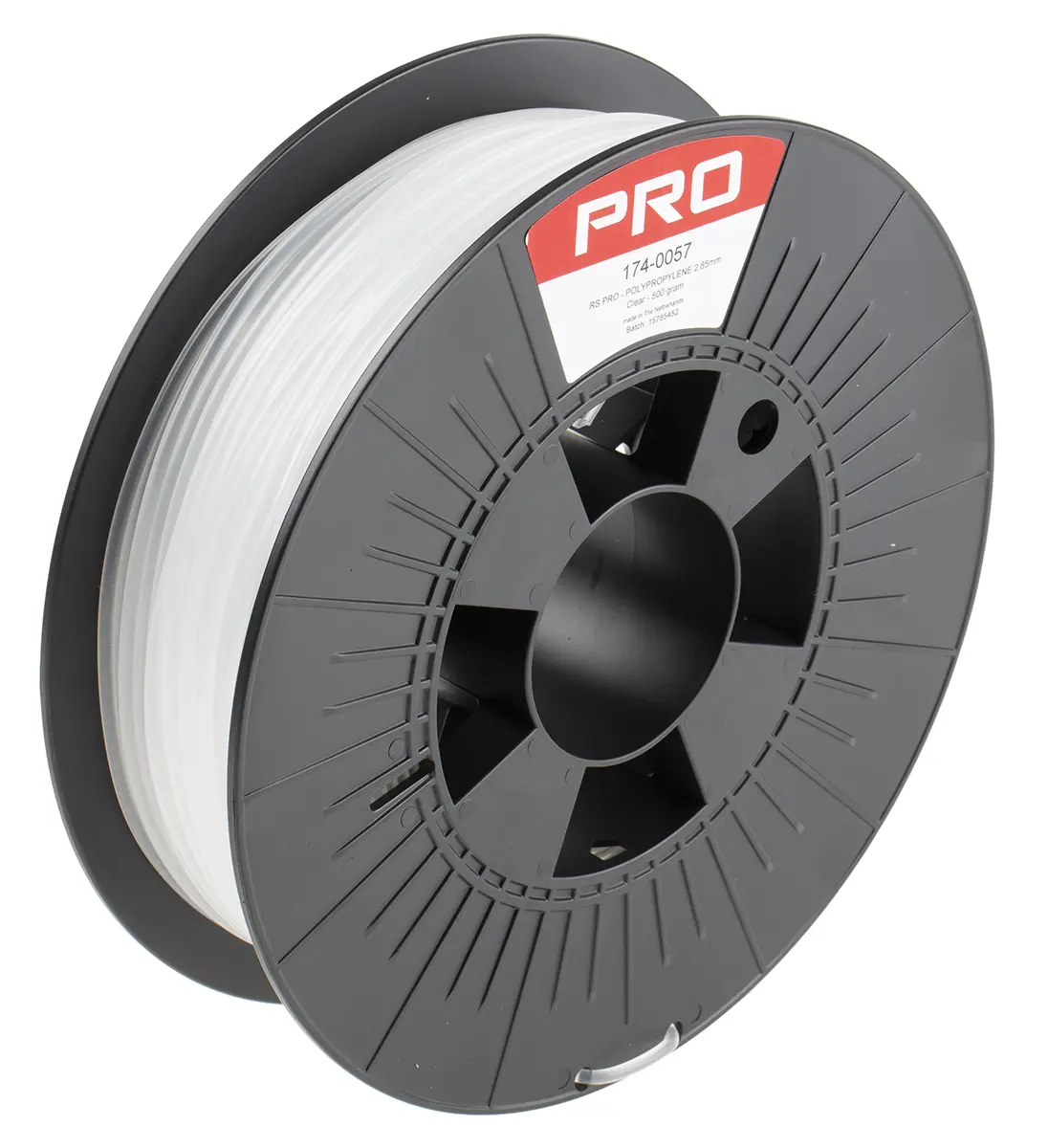 Produktfoto 1 von RS PRO Polypropylen 3D-Drucker Filament zur Verwendung mit Gängige Desktop-3D-Drucker, Klar, 2.85 mm, Fused Deposition