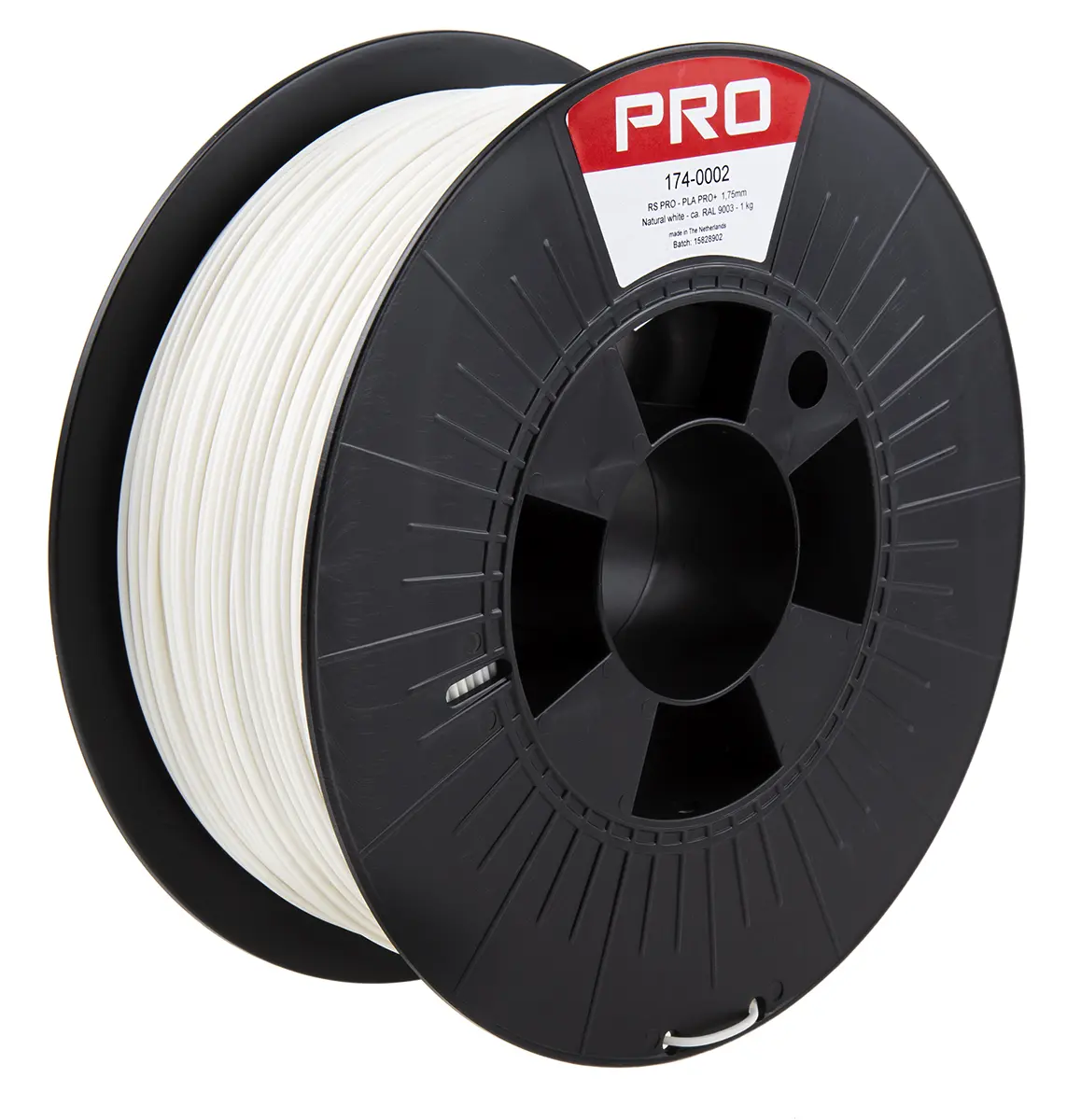 Produktfoto 1 von RS PRO Zähes Polymilchsäure 3D-Drucker Filament zur Verwendung mit Jeder 3D-Drucker, Weiß, 1.75 mm, Fused Deposition