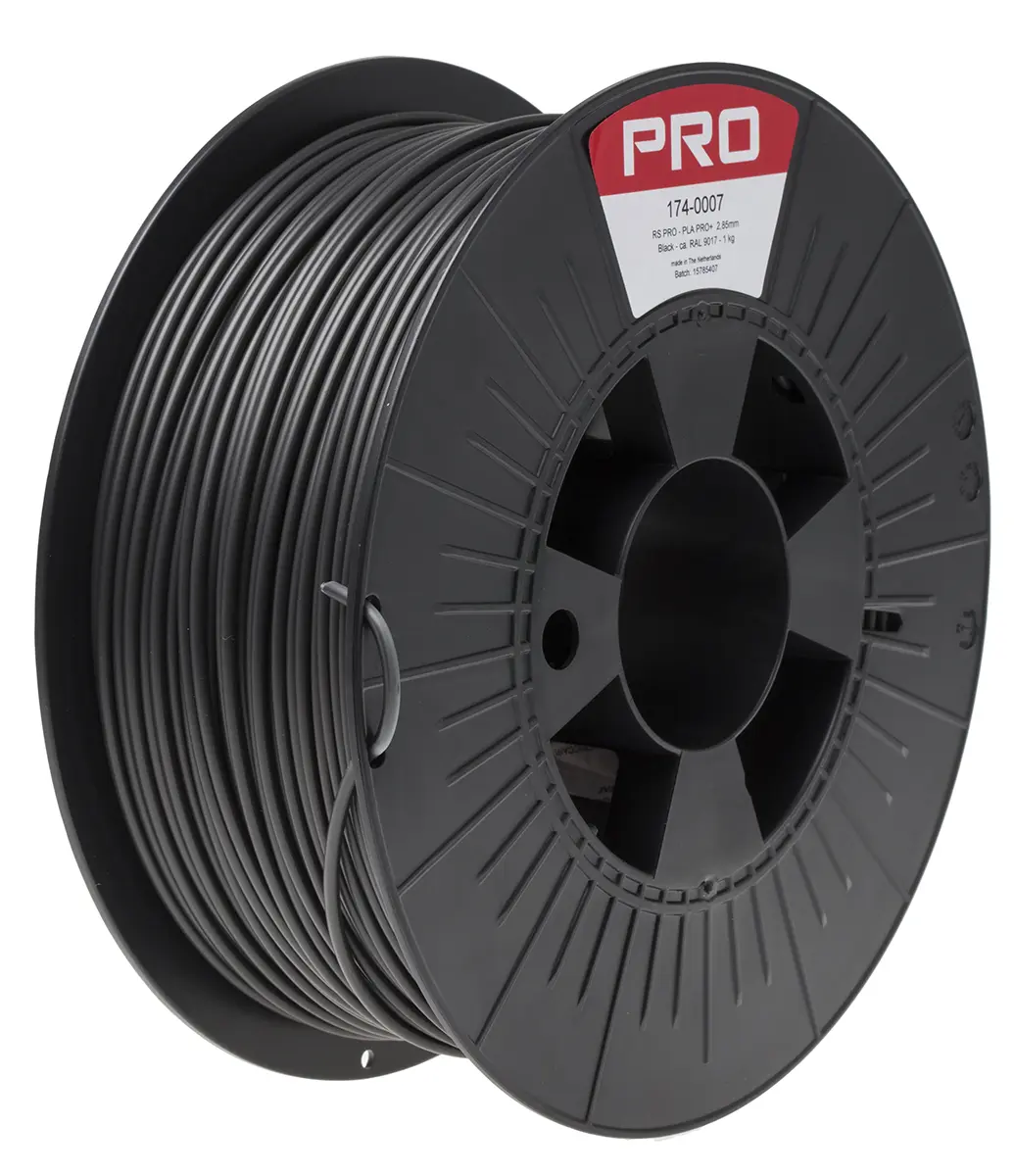 Produktfoto 1 von RS PRO Zähes Polymilchsäure 3D-Drucker Filament zur Verwendung mit Jeder 3D-Drucker, Schwarz, 2.85 mm, Fused Deposition