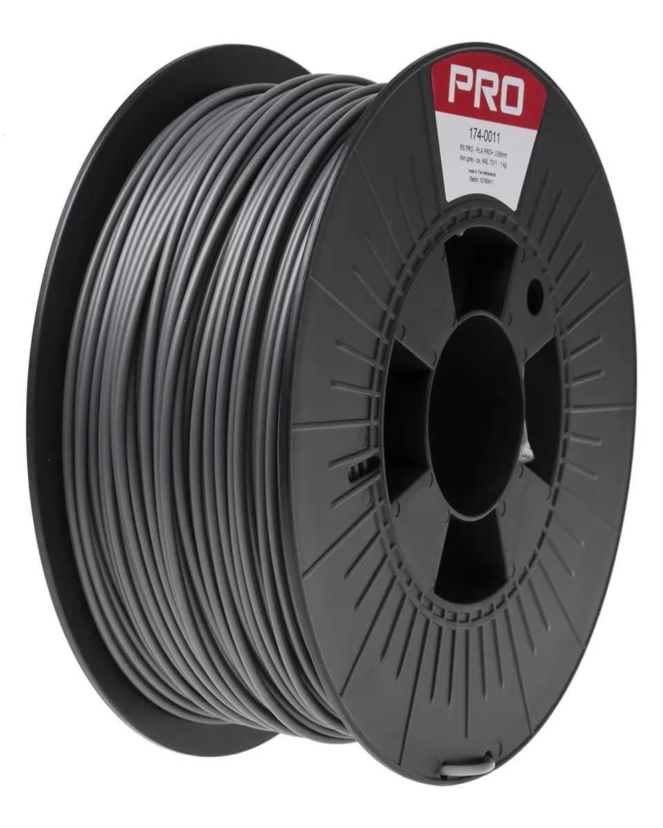 Produktfoto 1 von RS PRO Zähes Polymilchsäure 3D-Drucker Filament zur Verwendung mit Jeder 3D-Drucker, Grau, 2.85 mm, Fused Deposition