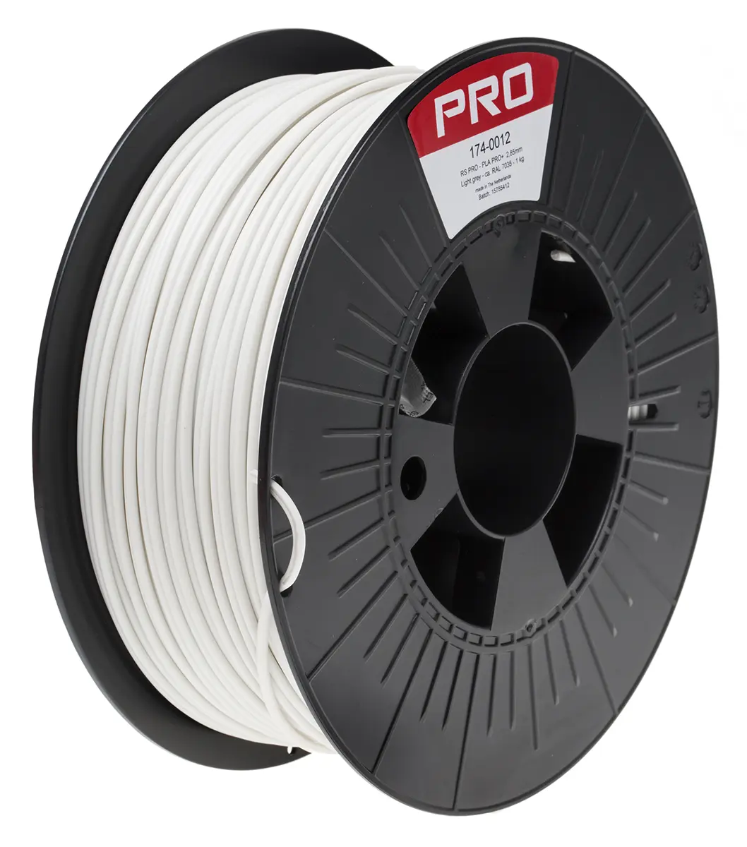Produktfoto 1 von RS PRO Zähes Polymilchsäure 3D-Drucker Filament zur Verwendung mit Jeder 3D-Drucker, Grau, 2.85 mm, Fused Deposition
