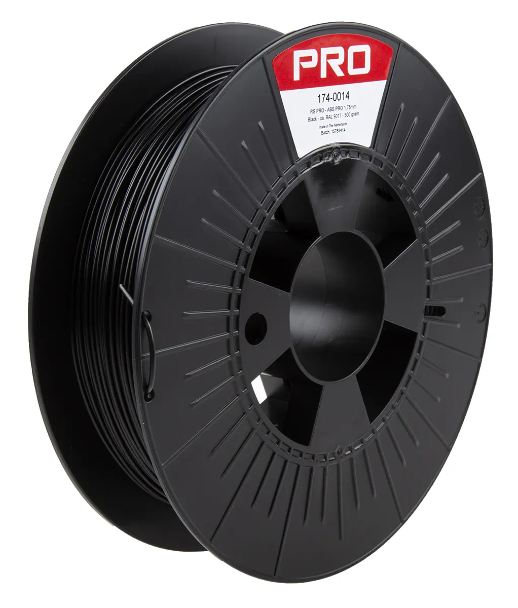 Produktfoto 1 von RS PRO ABS-X 3D-Drucker Filament zur Verwendung mit Gängige Desktop-3D-Drucker, Schwarz, 1.75 mm, Fused Deposition