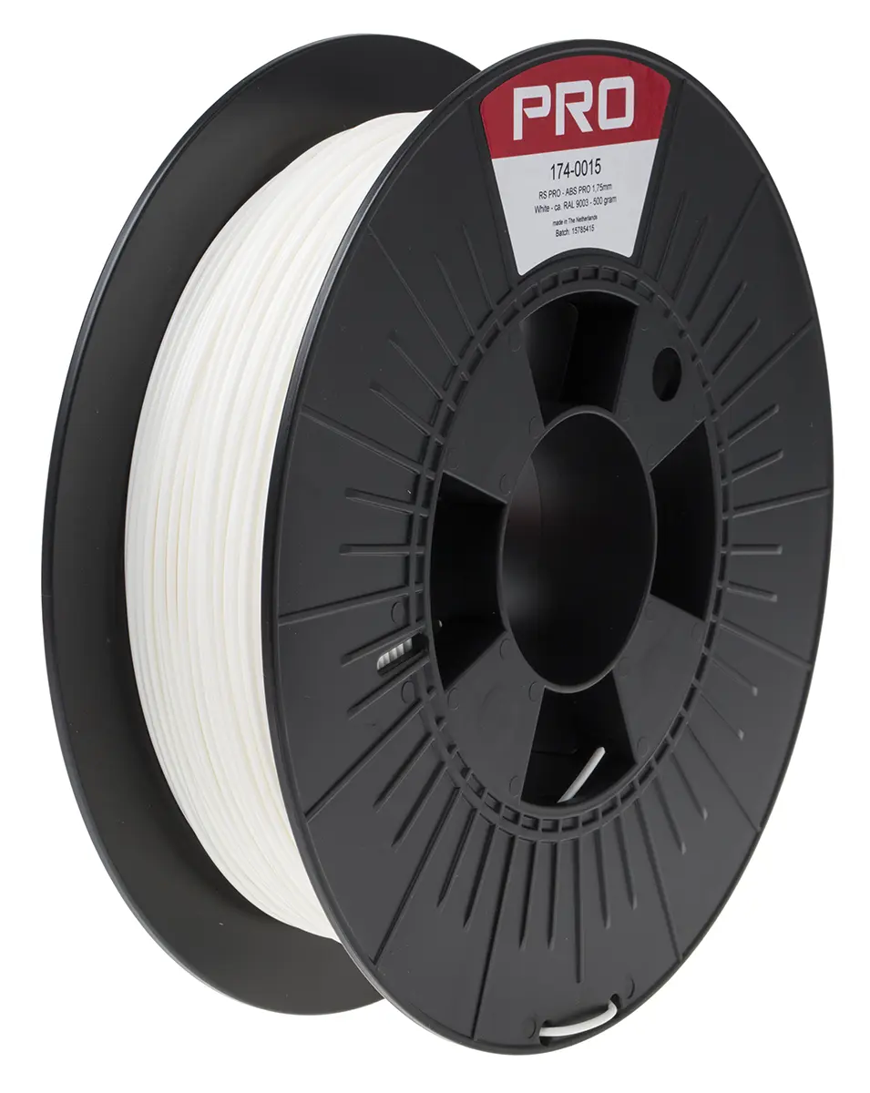 Produktfoto 1 von RS PRO ABS-X 3D-Drucker Filament zur Verwendung mit Gängige Desktop-3D-Drucker, Weiß, 1.75 mm, Fused Deposition