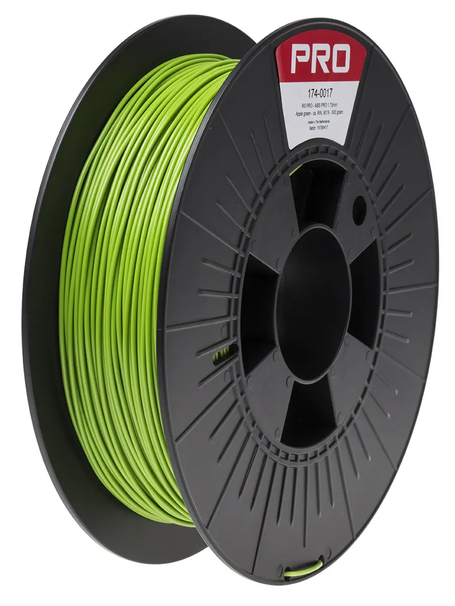 Produktfoto 1 von RS PRO ABS-X 3D-Drucker Filament zur Verwendung mit Gängige Desktop-3D-Drucker, Grün, 1.75 mm, Fused Deposition
