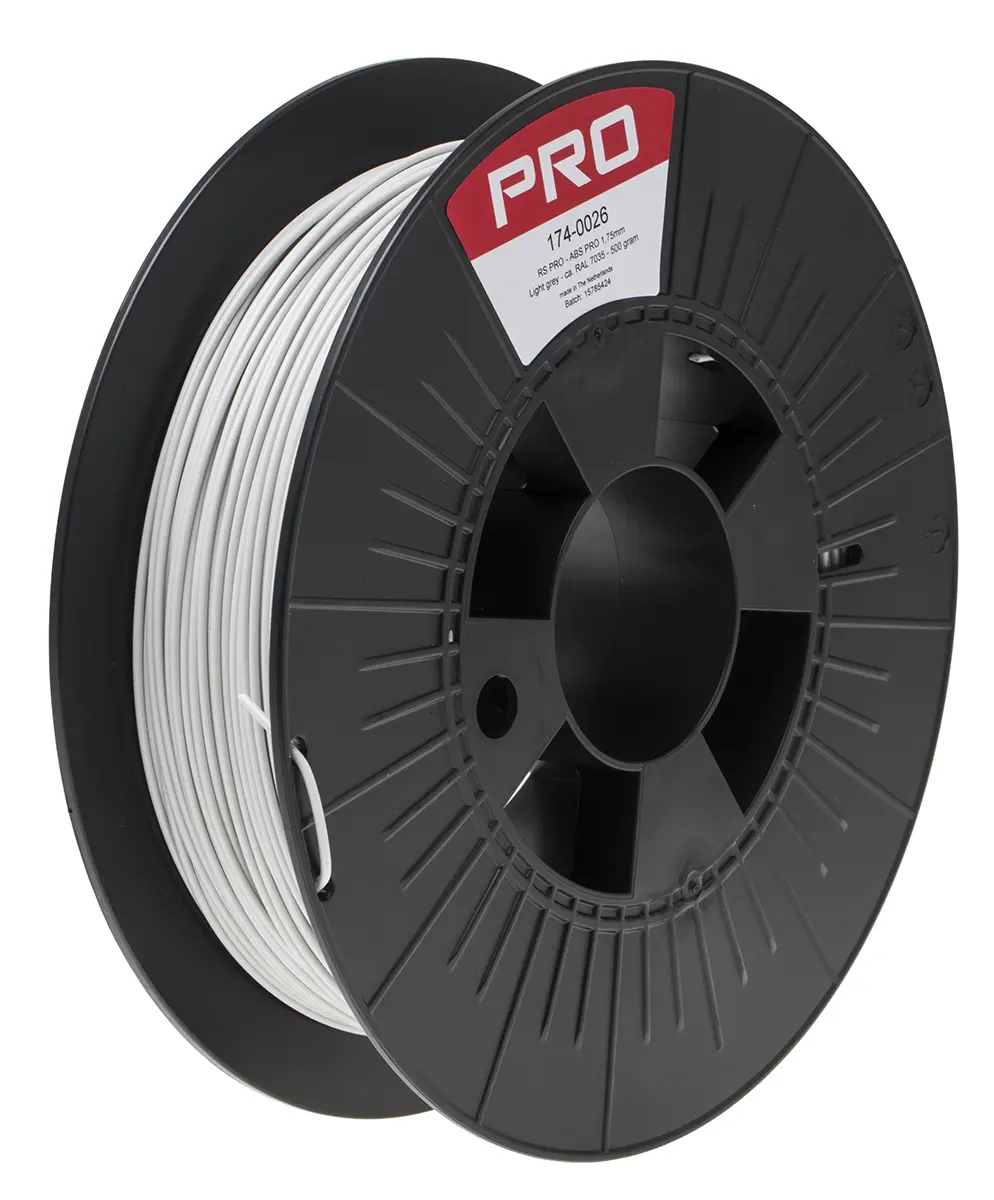 Produktfoto 1 von RS PRO ABS-X 3D-Drucker Filament zur Verwendung mit Gängige Desktop-3D-Drucker, Grau, 1.75 mm, Fused Deposition