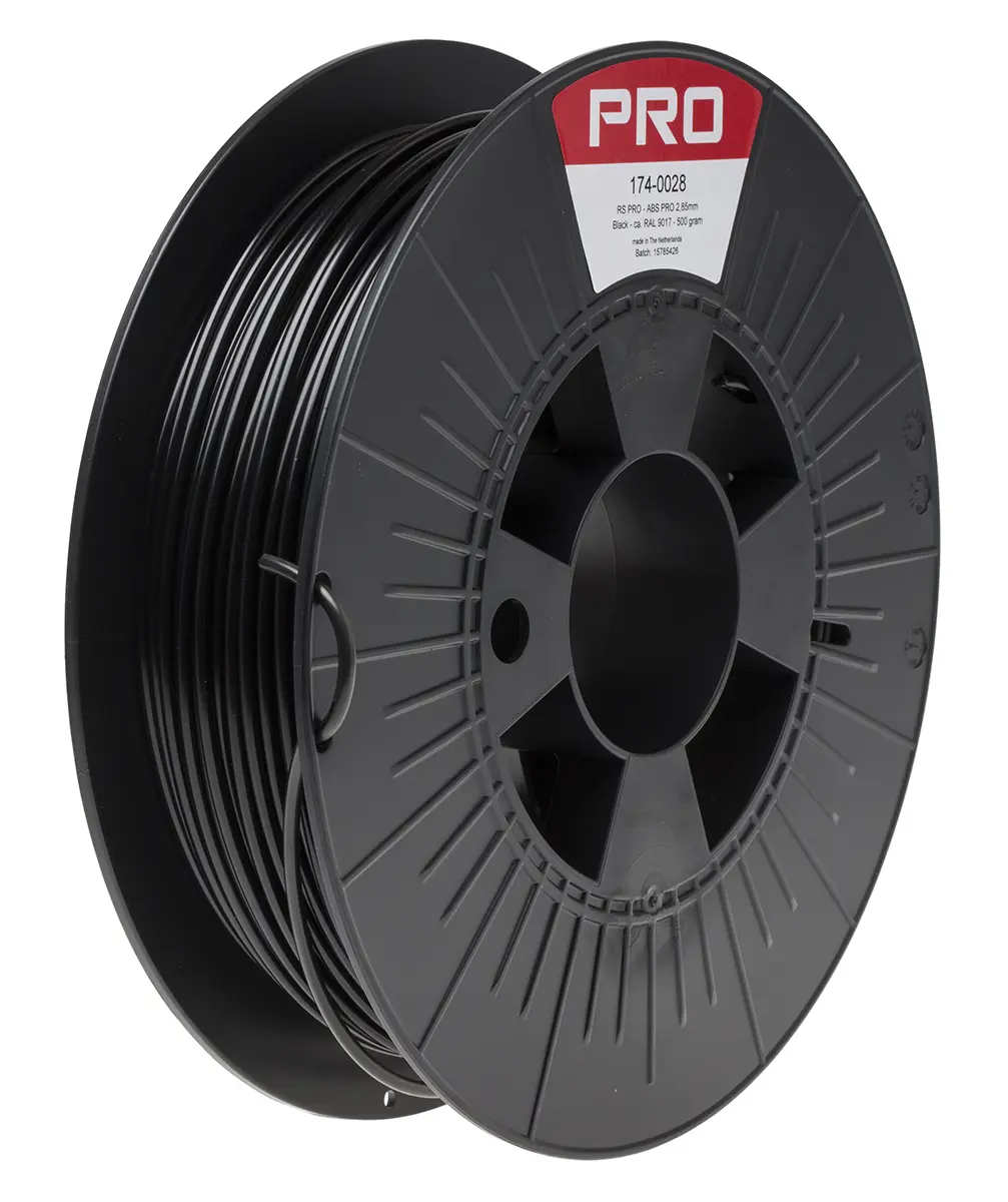 Produktfoto 1 von RS PRO ABS-X 3D-Drucker Filament zur Verwendung mit Gängige Desktop-3D-Drucker, Schwarz, 2.85 mm, Fused Deposition