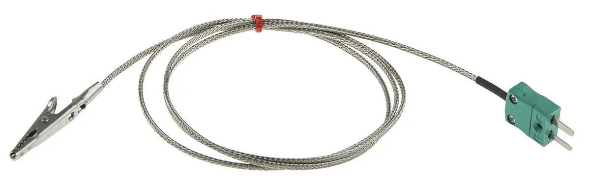 Produktfoto 1 von RS PRO Edelstahl Krokodilklemme-Thermoelement Typ K x 1m → +250°C