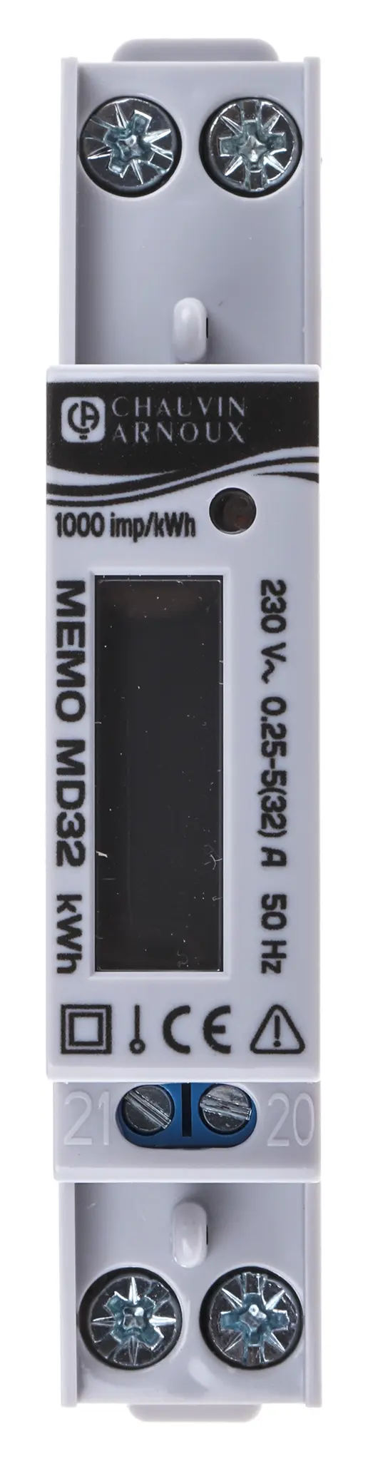 Produktfoto 1 von Chauvin Arnoux Energy Memo Energiemessgerät LCD 120 mm x 18 mm Digital, 7-stellig / 1-phasig Impulsausgang