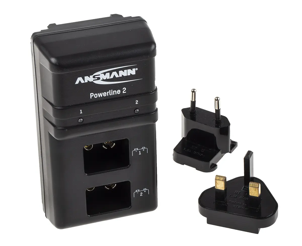 Produktfoto 1 von Ansmann Powerline 2 Akkuladegerät, 10.15 V NiCd, NiMH/70 mA 9 V E-Block Steckbar
