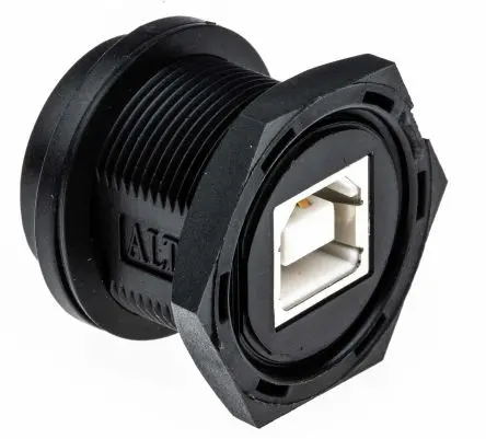 Produktfoto 1 von Amphenol Industrial, Gerade UB USB-Steckverbinder Buchse USB-Typ B 1, Panel USB 2.0 IP68