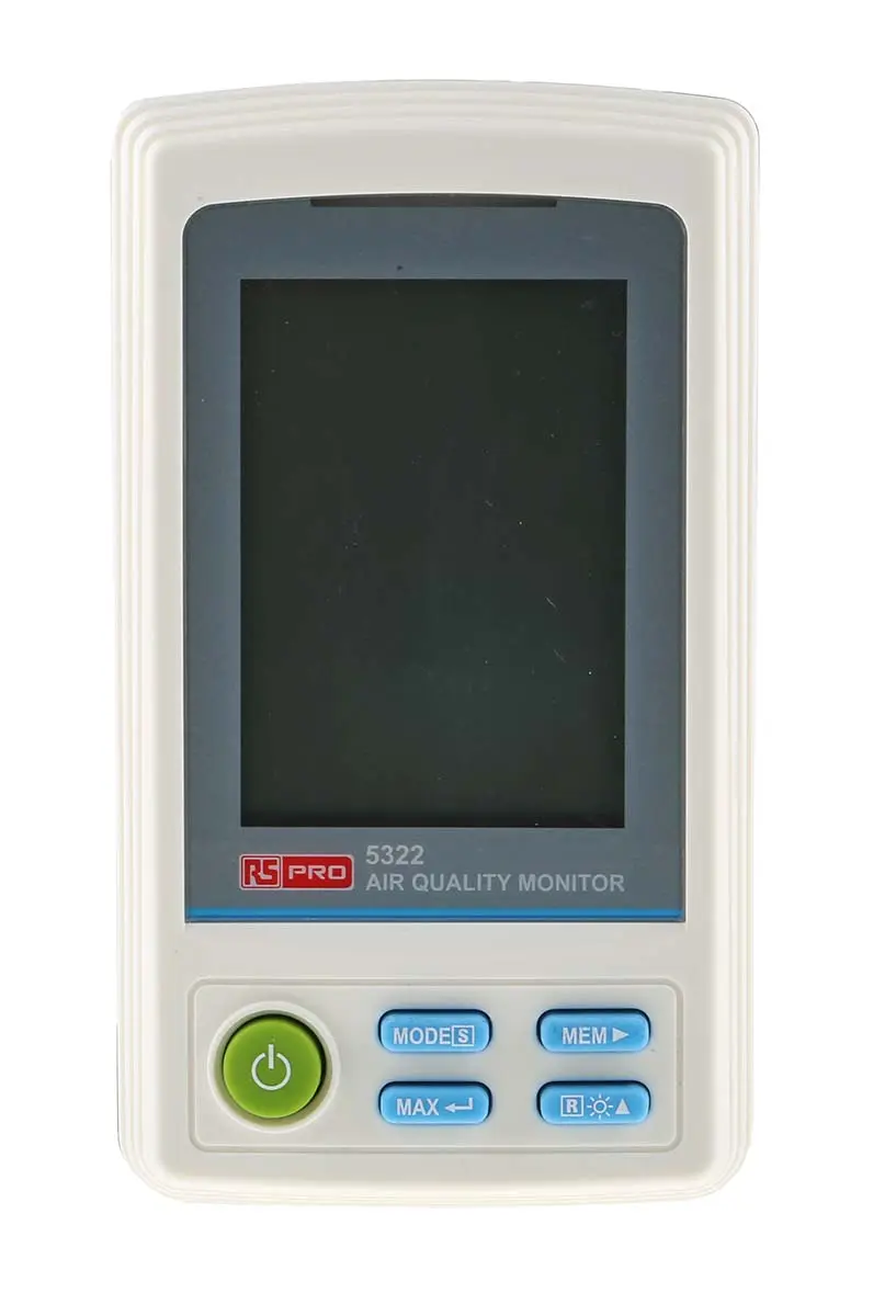 Produktfoto 1 von RS PRO 5322 Datenloggerfunktion LCD Luftqualitätsüberwachung 60 °C, bis 60 °C, Batterie-betrieben / 99 %RH
