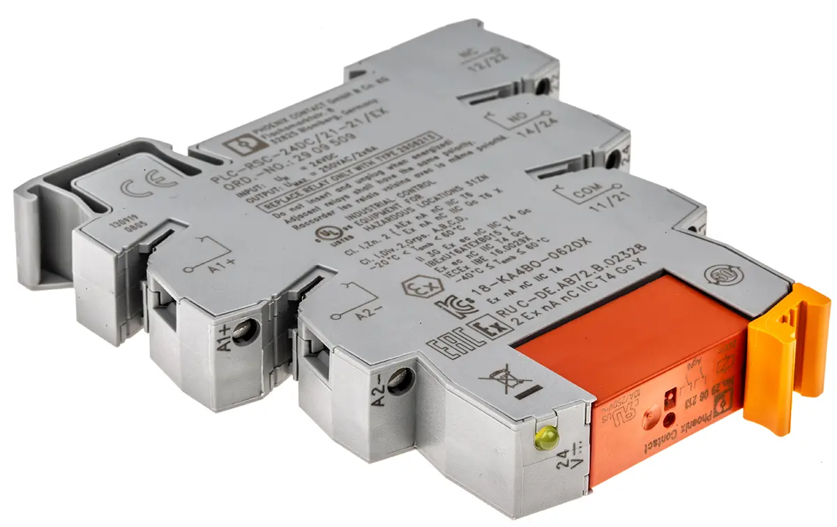 Produktfoto 1 von Phoenix Contact PLC-RSC- 24DC/21-21/EX Relaismodul, 20.2V / 33.6V dc 24V dc, 2-poliger Wechsler DIN-Schienen 250V ac/dc