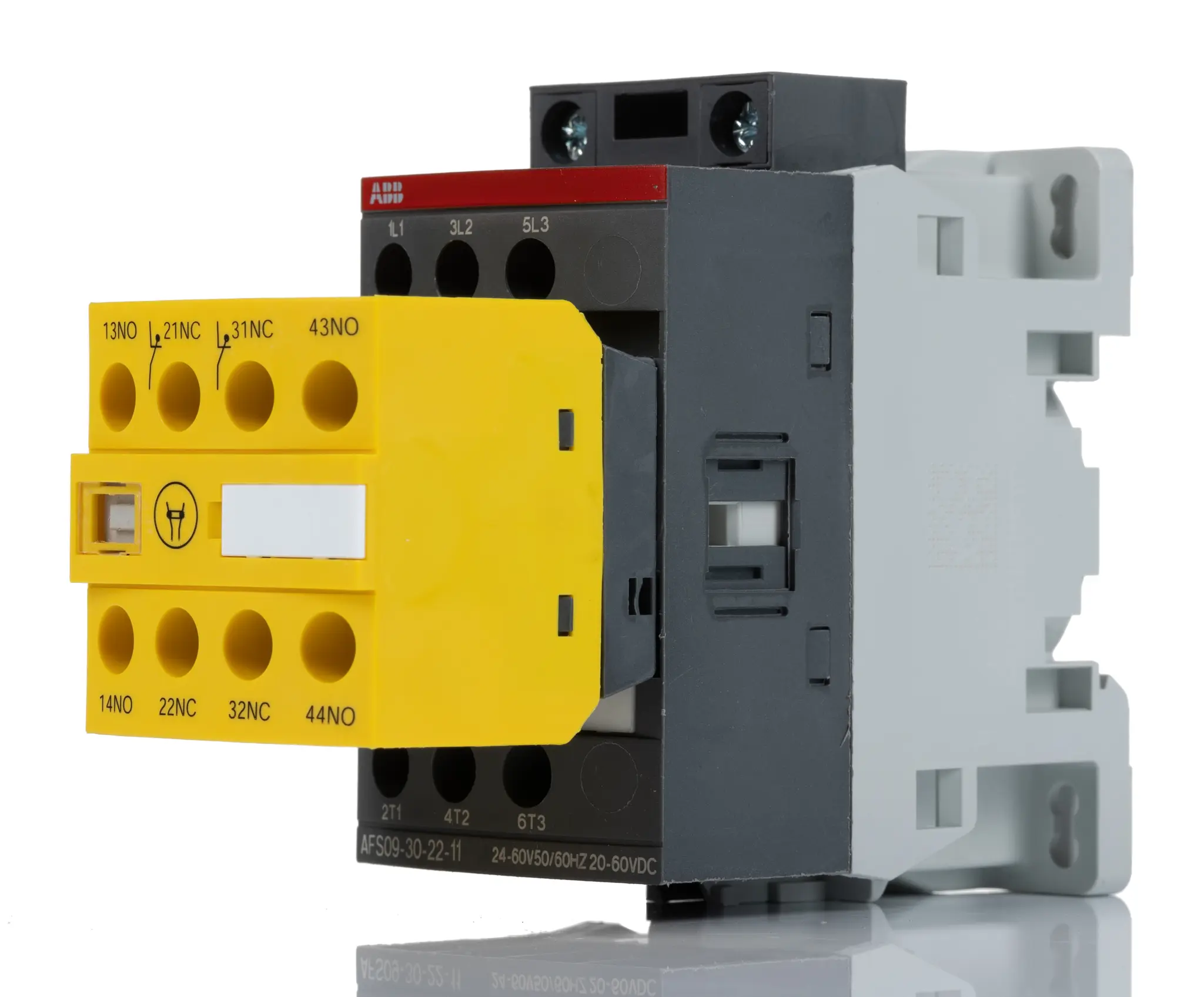 Produktfoto 1 von ABB Jokab AFS Schütz 24/60 V ac-Spule, 3-polig, 600V ac / 25 A 24 V 9 kW 3 Schließer Sicherheit 4-Hilfskontakte